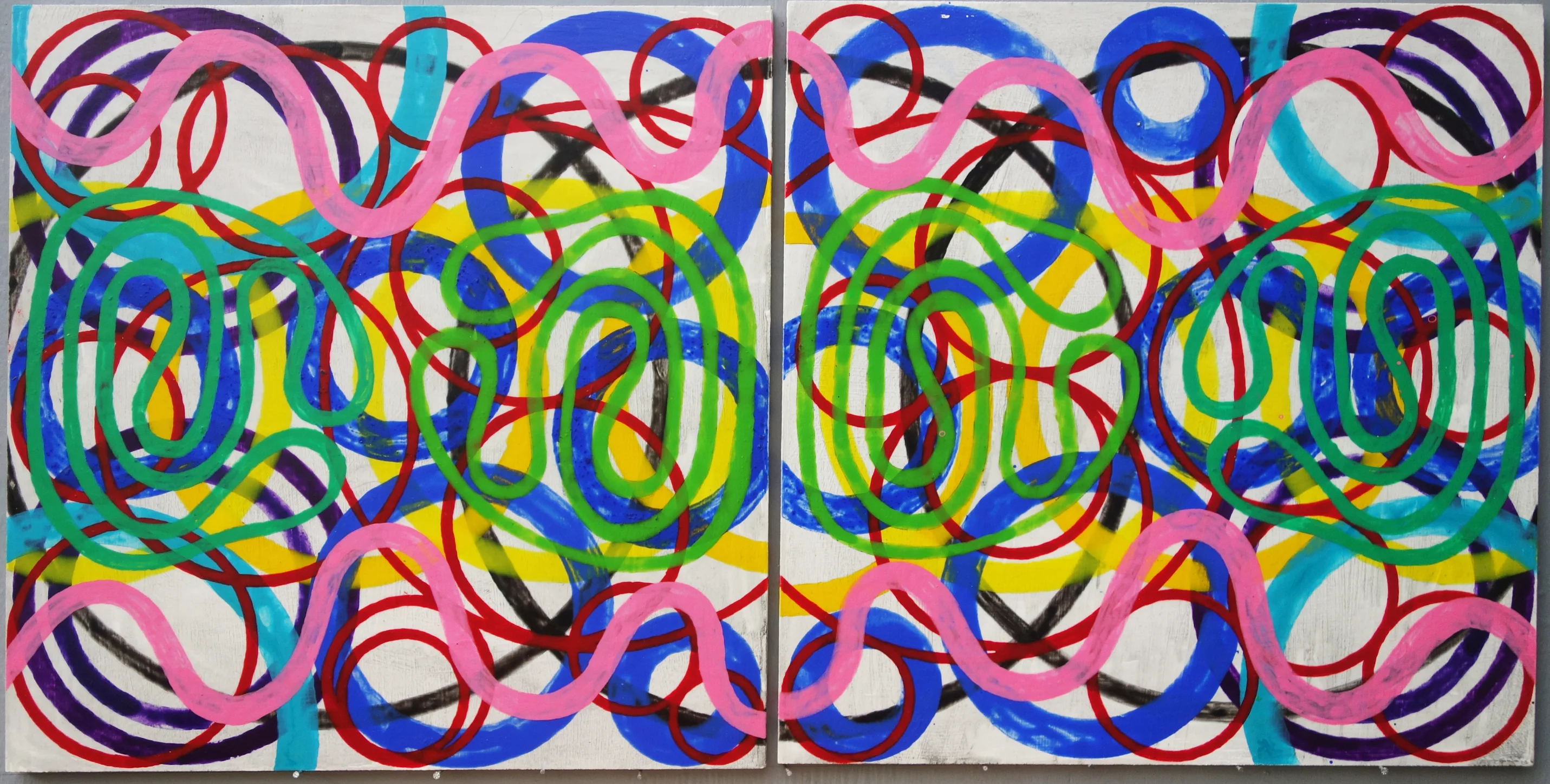 Pink Snakes (2024) by Michael Fiedler / 80x40cm