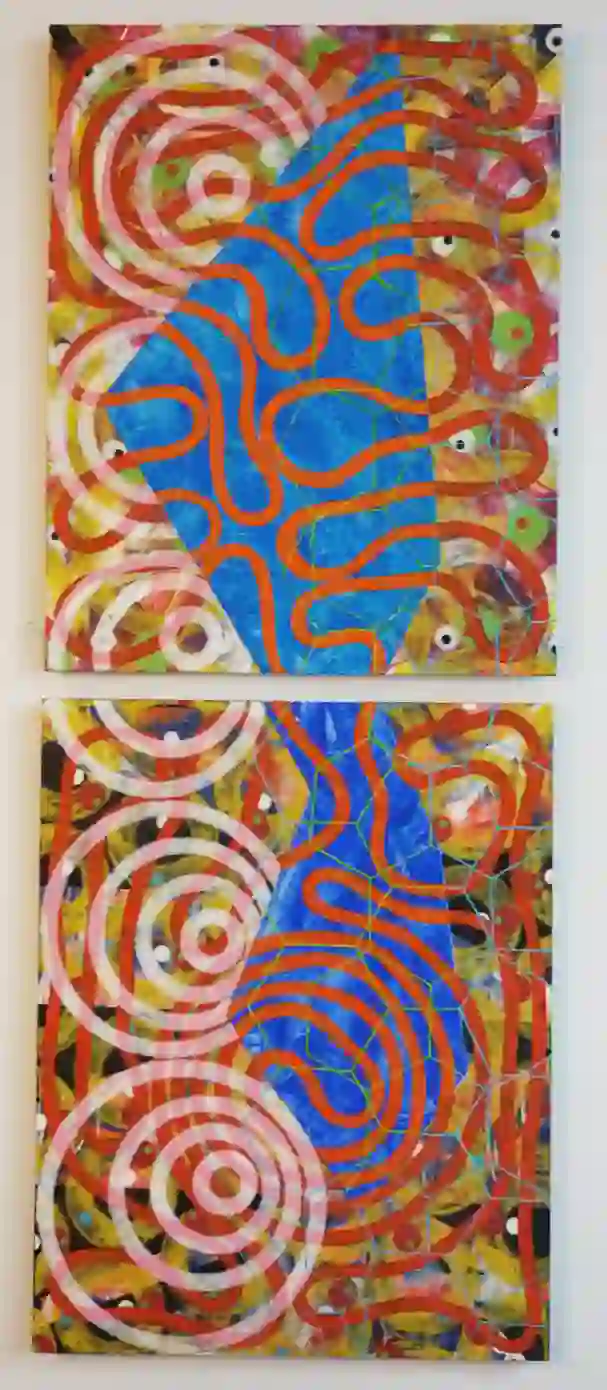 Orange Snakes (2024) by Michael Fiedler / 48x122cm