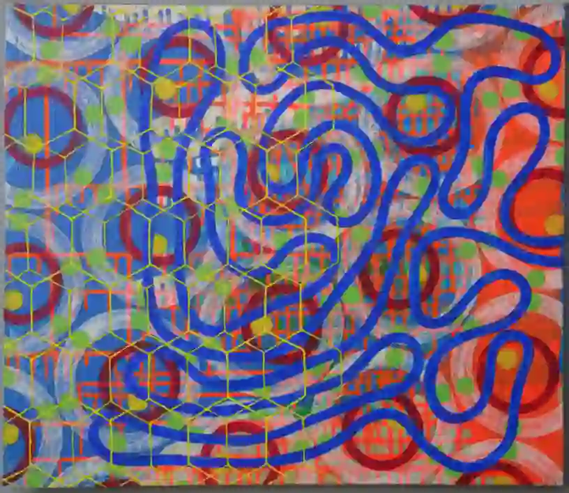 Blue Snakes (2024) by Michael Fiedler / 68x59cm
